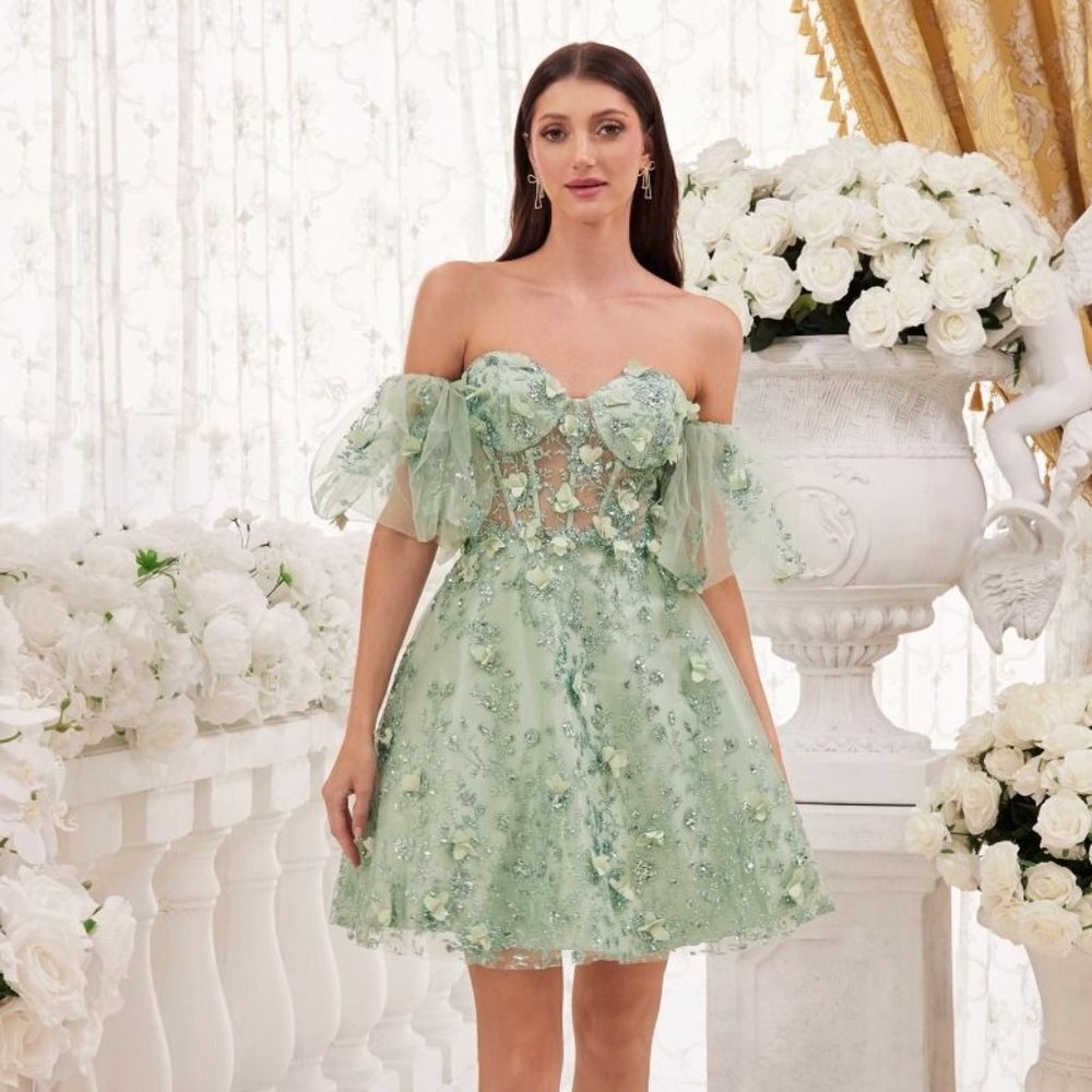 NEW SHORT OFF THE SHOULDER SLEEVELESS BABY DOLL DRESS WITH ZIPPER BACK CD KV1089 - Picture 8 of 10